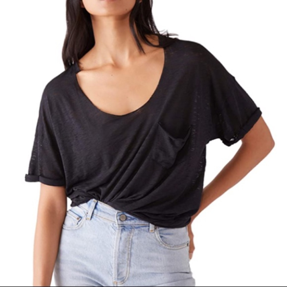 💕NWT FREE PEOPLE SUMMER SKY TEE BLACK XS***